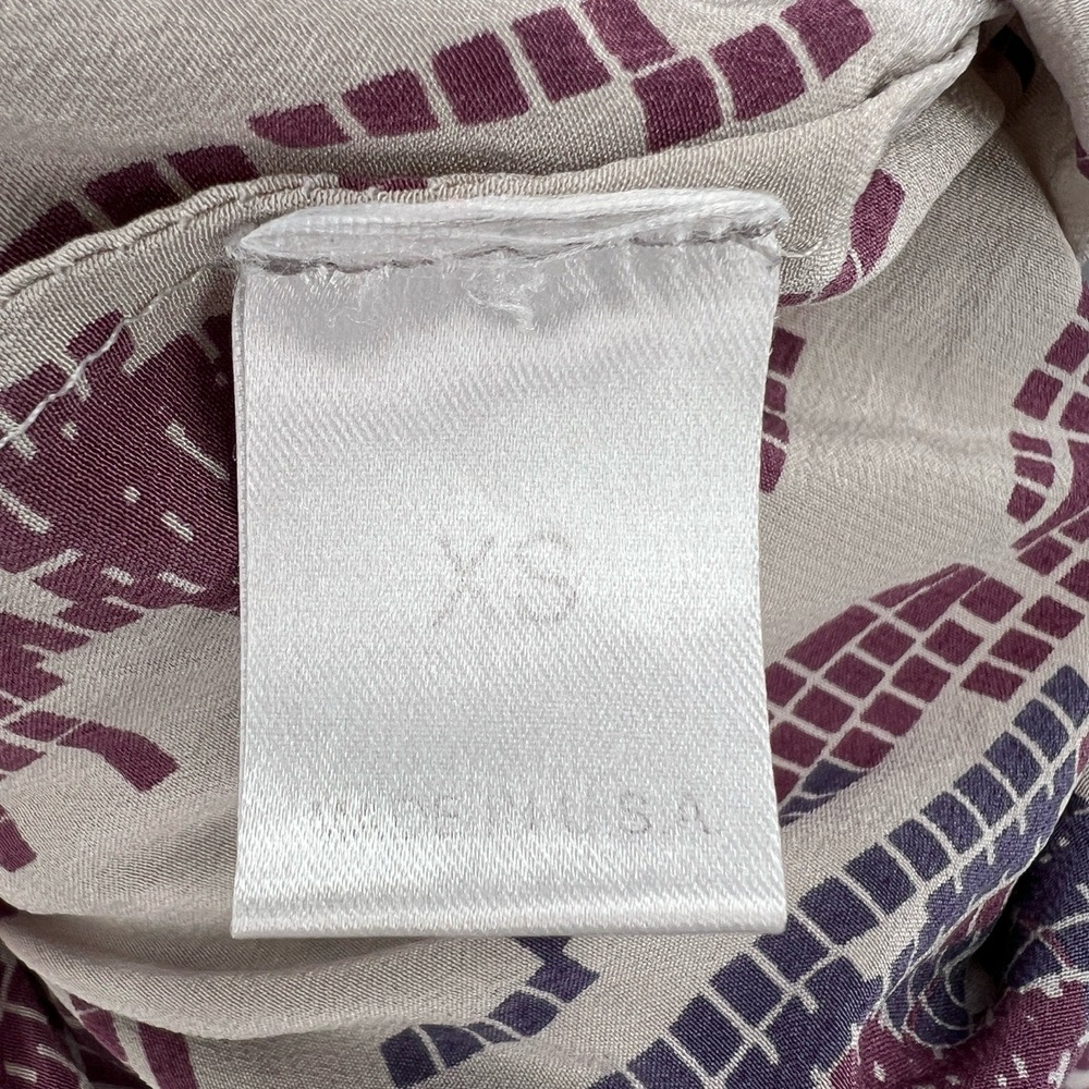 Margarita Saplala Silk Blouse Beige Graphic Print Oversize V-Neck Lightweight XS - Picture 5 of 6